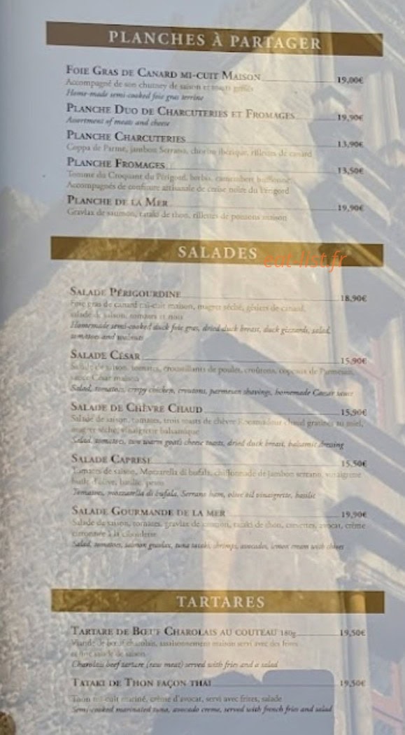 Brasserie costa — carte page 1