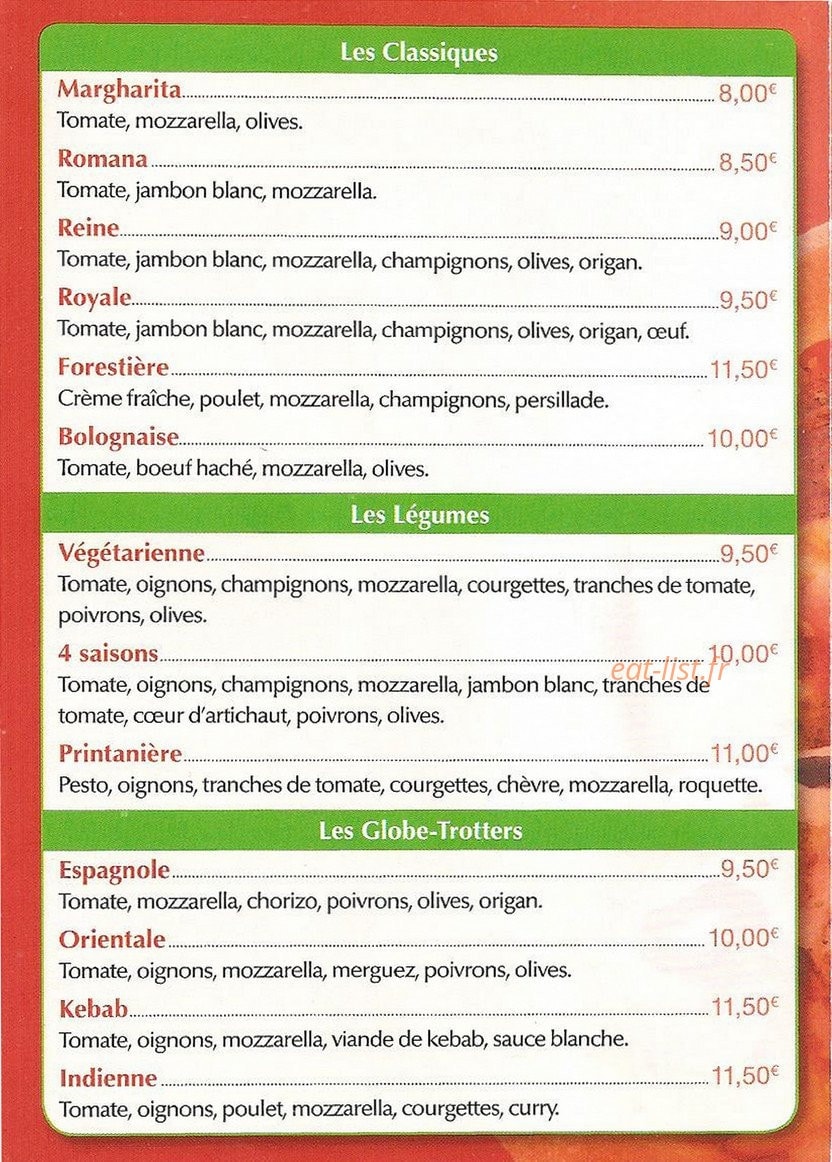 Coté pizza — carte page 2