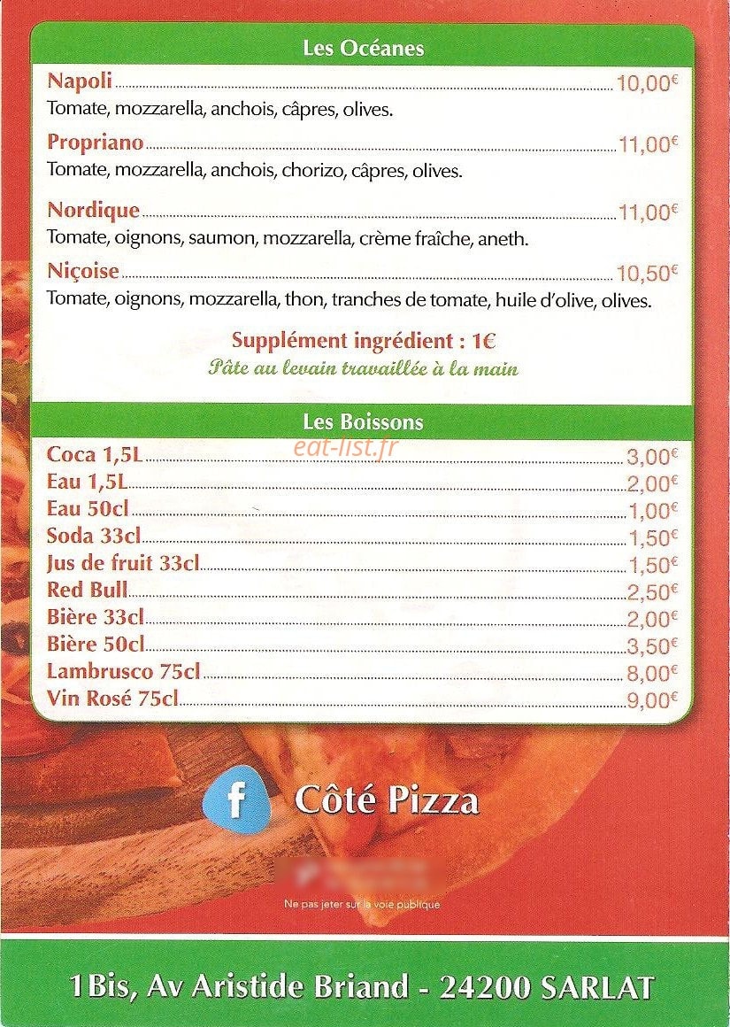 Coté pizza — carte page 4