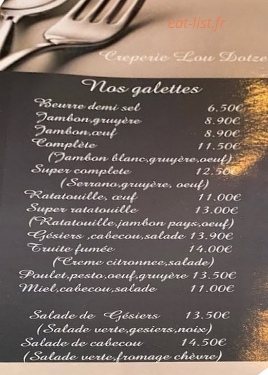 Creperie Lou Dotze — carte page 1