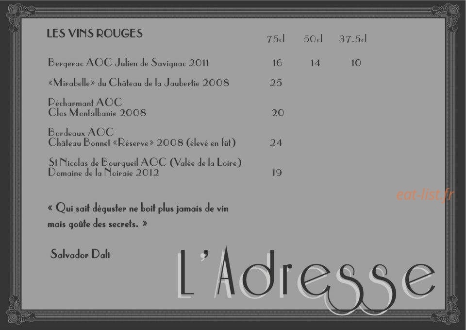 L'Adresse — carte page 6