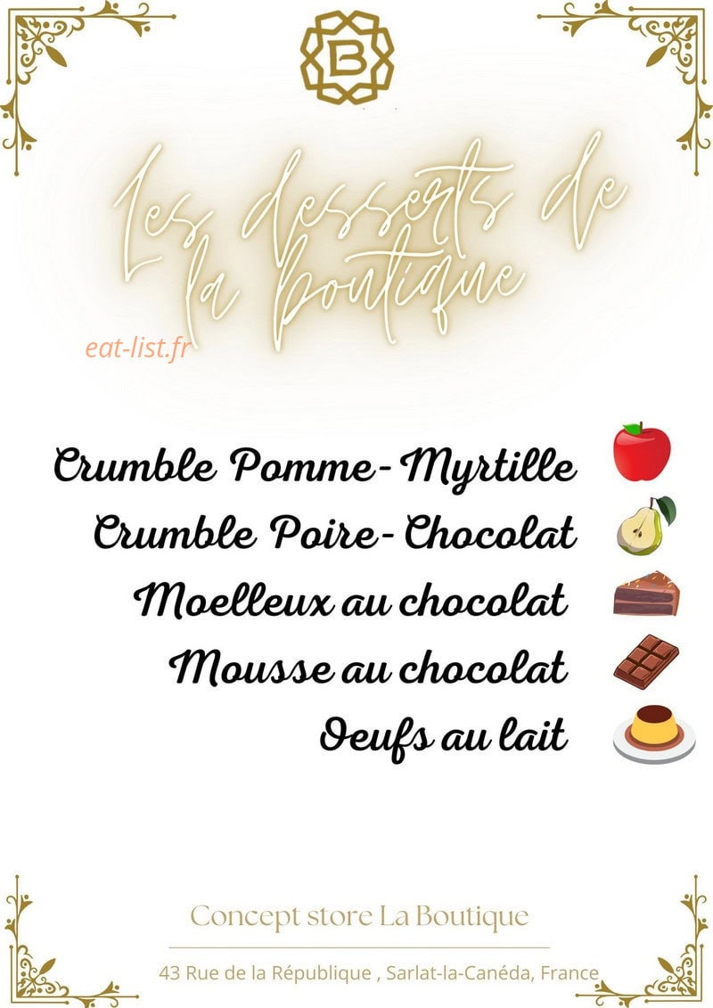 La Boutique — carte page 1