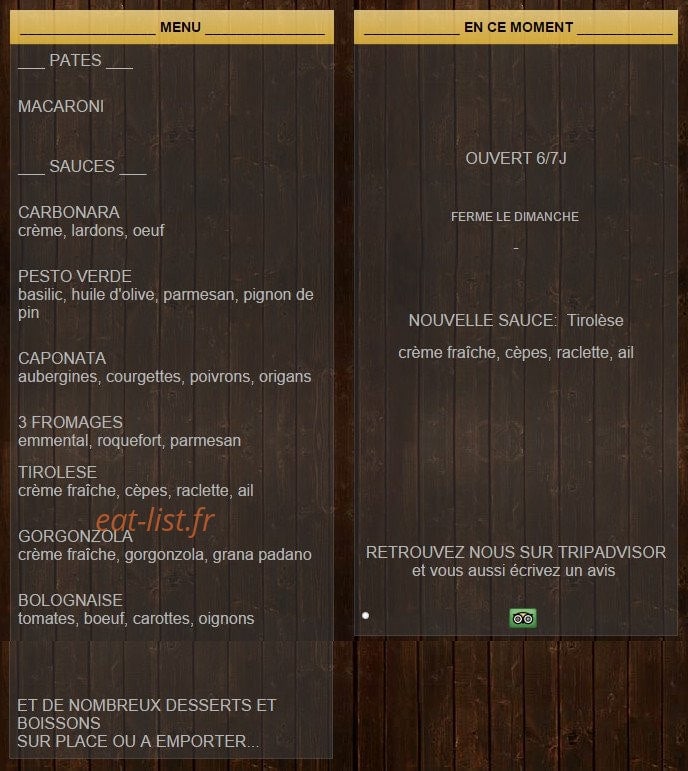 La Pâte à Max — carte page 1