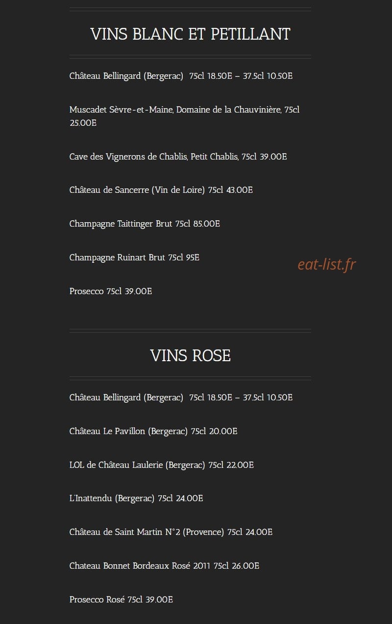Le Bacchus — carte page 8