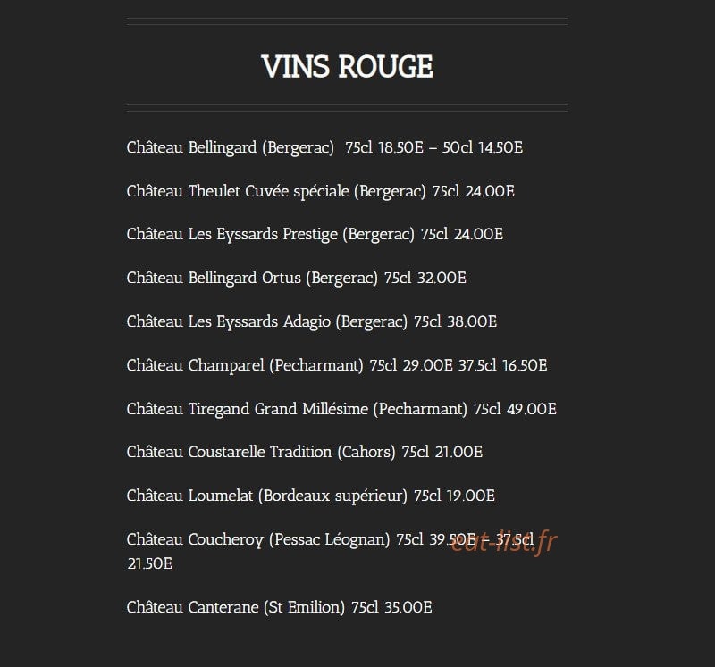 Le Bacchus — carte page 7