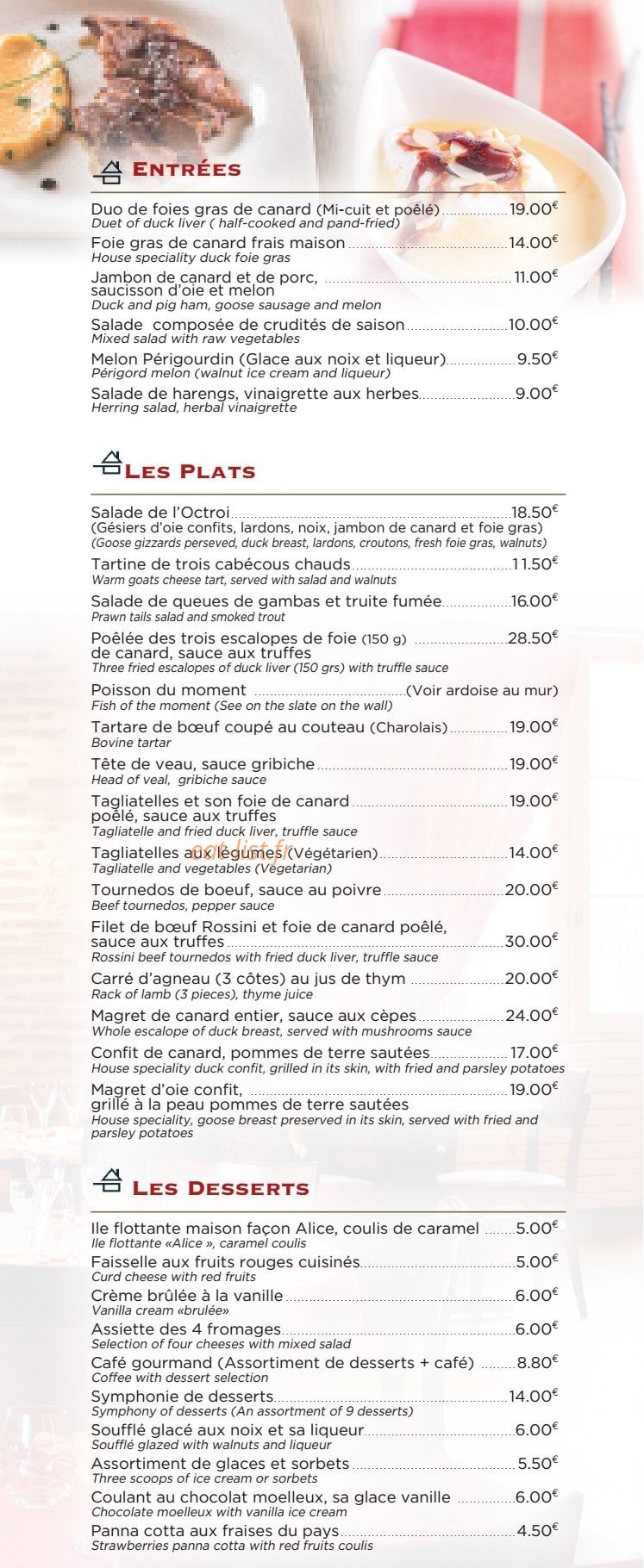 Le Bistro de l'Octroi — carte page 3