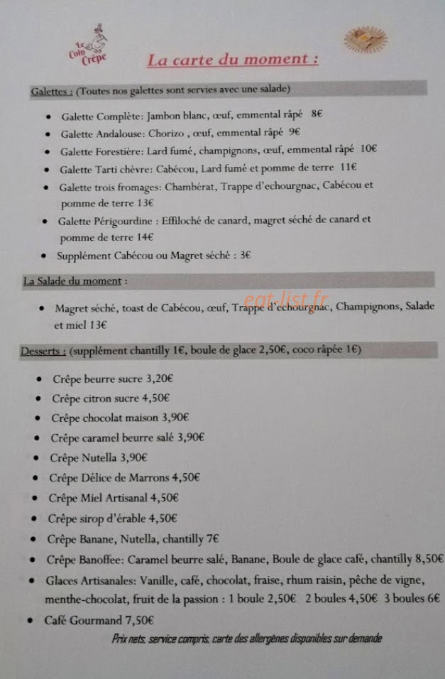 Le coin crêpe — carte page 2