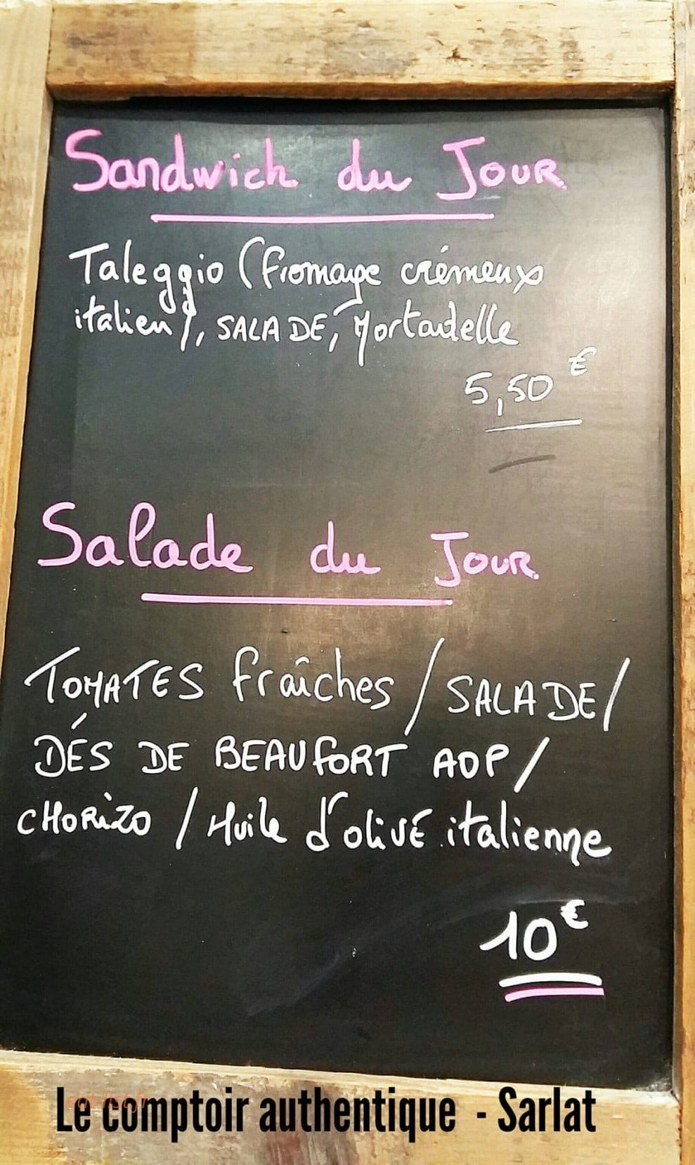 Le Comptoir Authentique — carte page 1