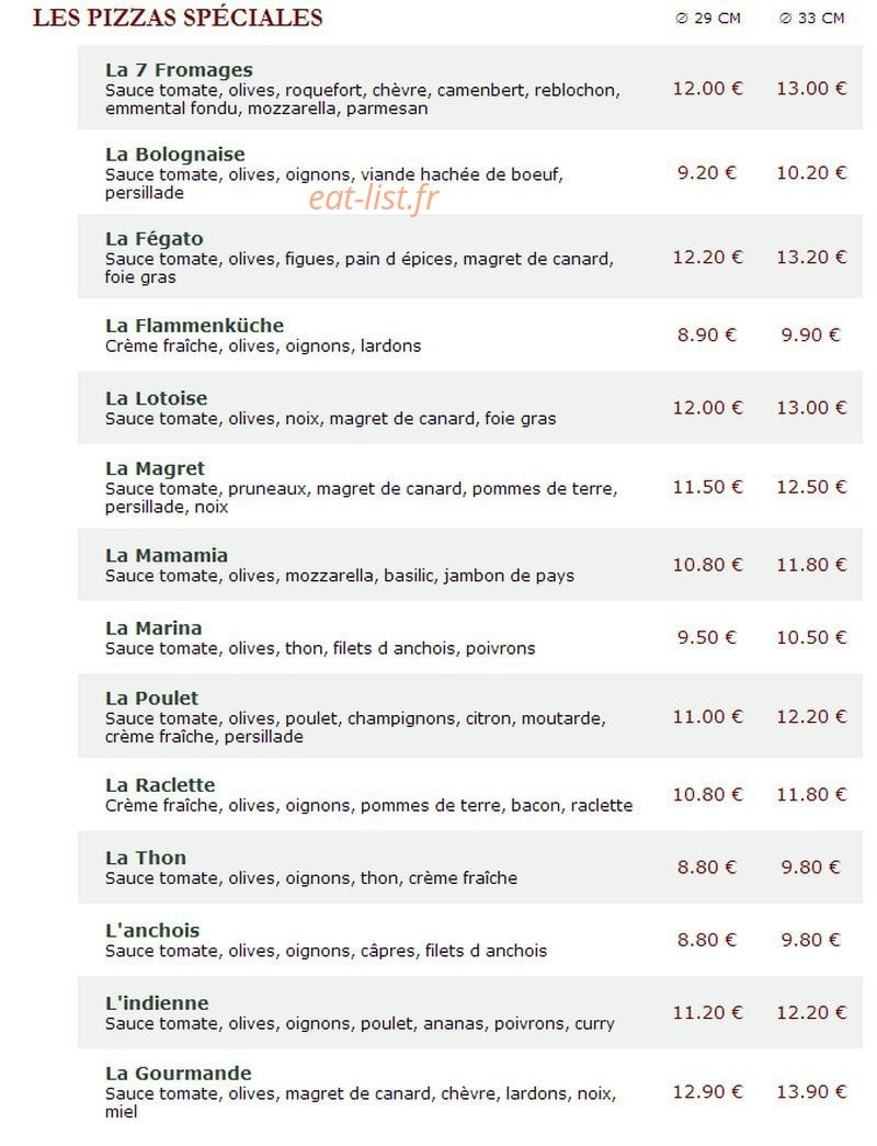 Le Kiosque à Pizzas — carte page 2