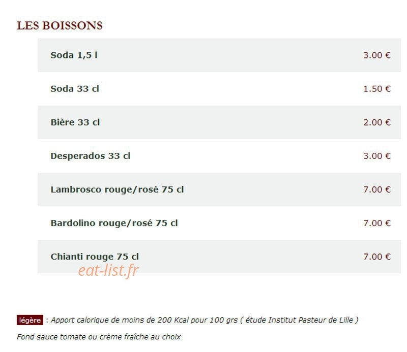 Le Kiosque à Pizzas — carte page 4
