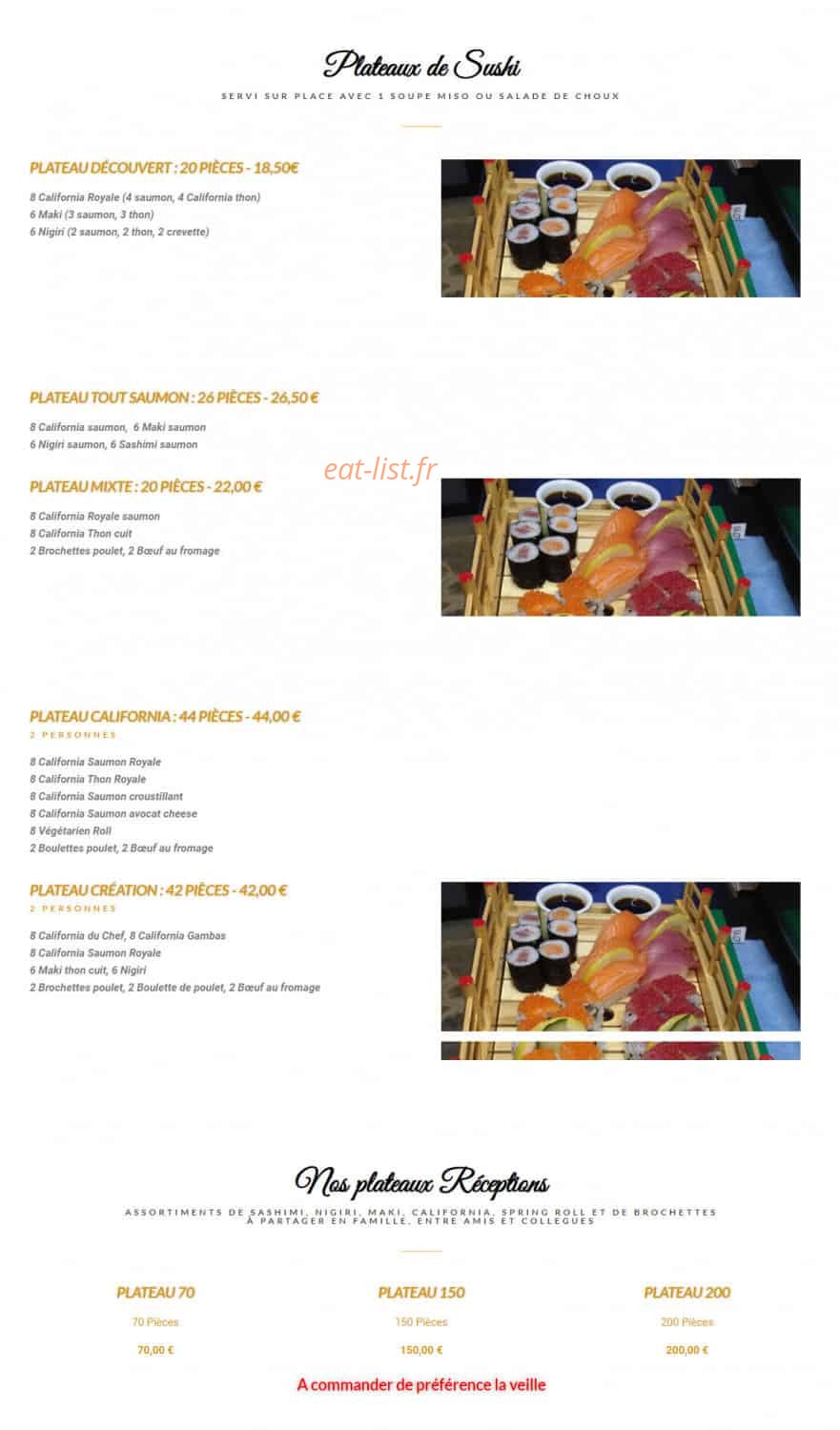 Carte et menu de Perigord Sushi & Wok à Sarlat la Caneda — Plateaux