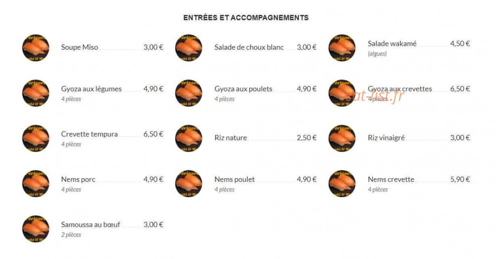 Carte et menu de Perigord Sushi & Wok à Sarlat la Caneda — Entrées et accompagnements