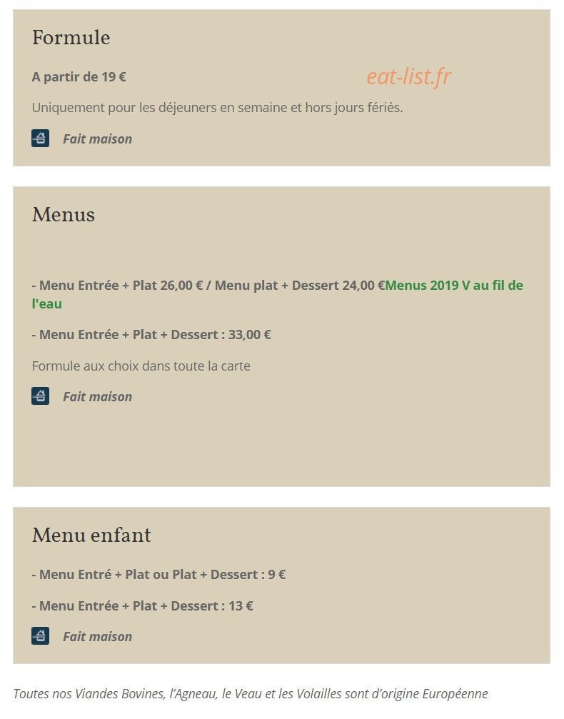 Hôtel & Restaurant Plaisance — carte page 1