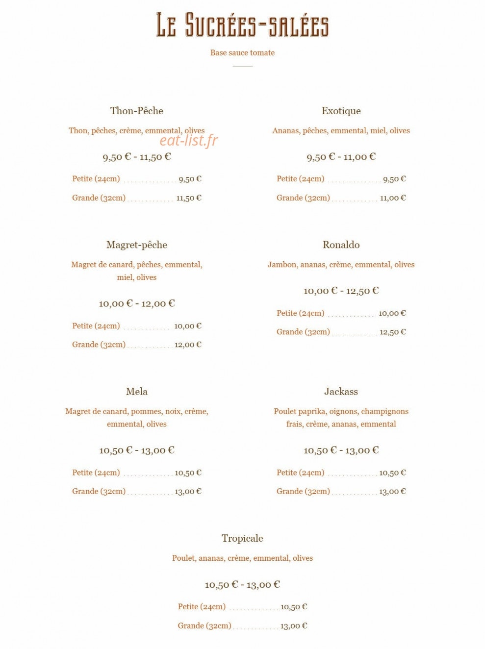 Bambou Pizza — carte page 8