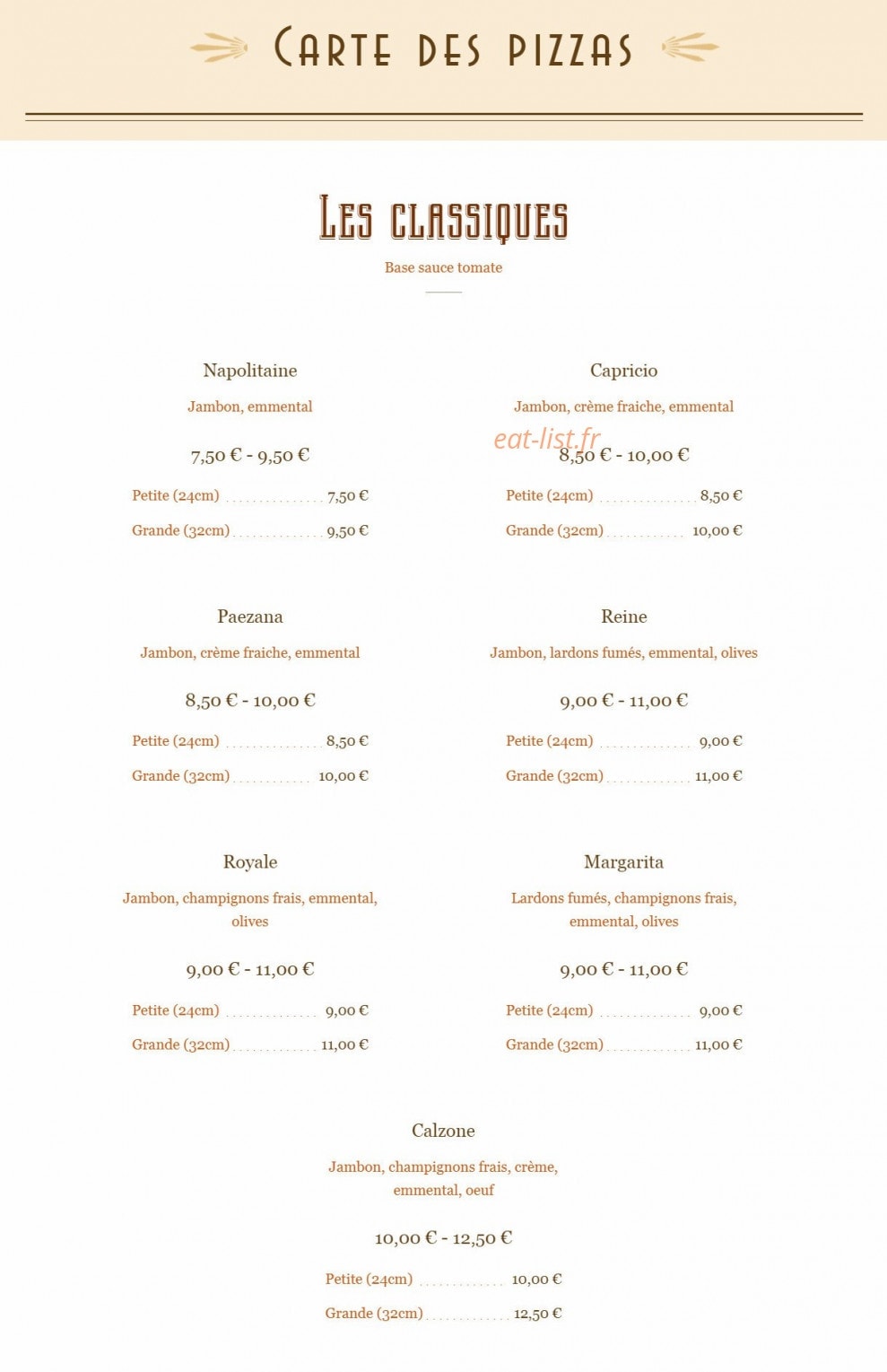 Bambou Pizza — carte page 1
