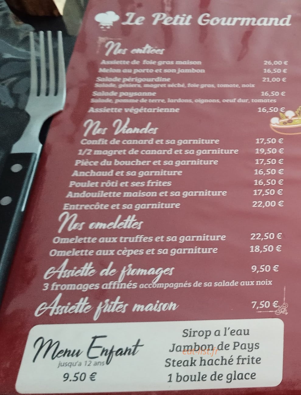 Le Petit Gourmand — carte page 1