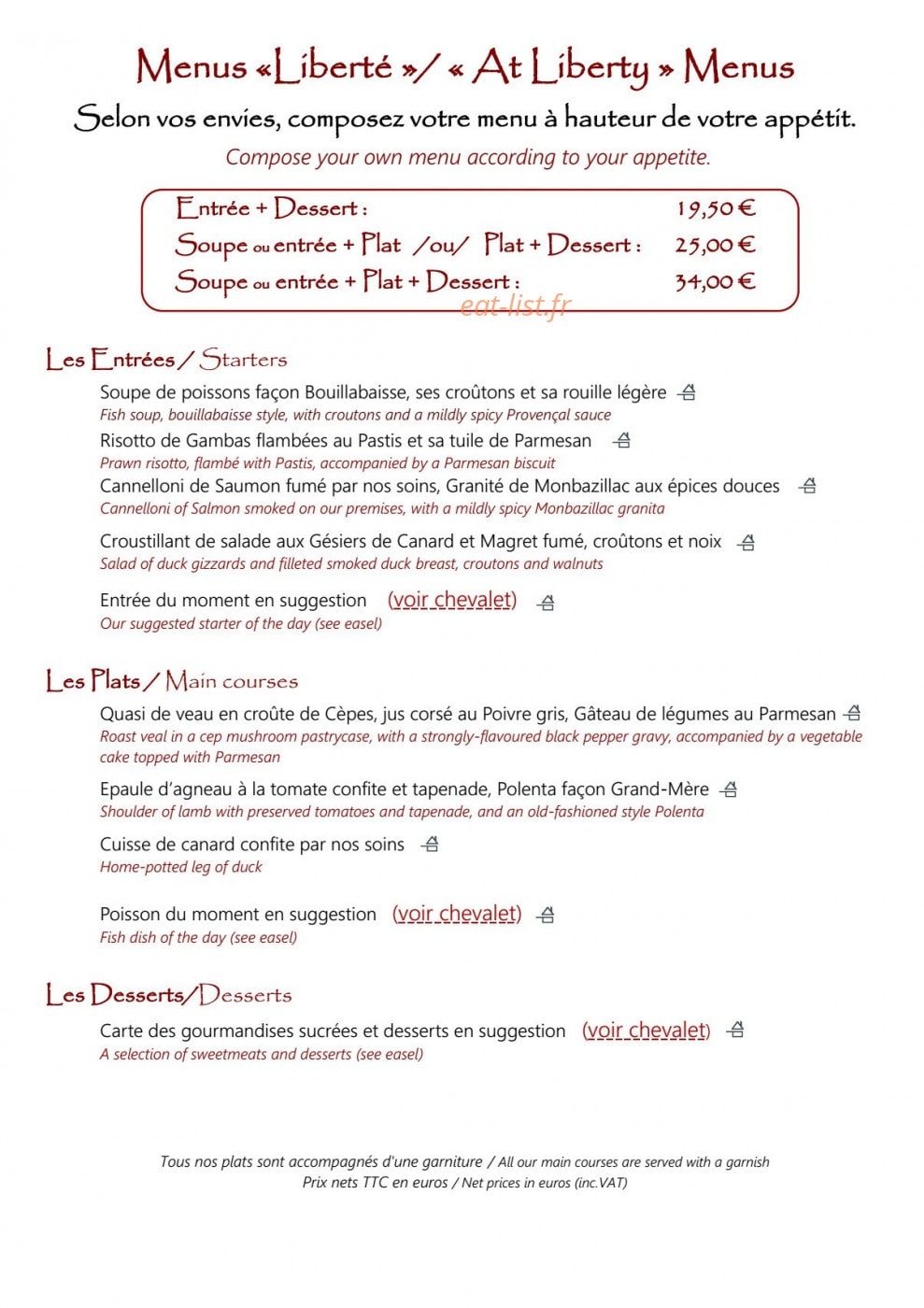 La Petite Tonnelle — carte page 3
