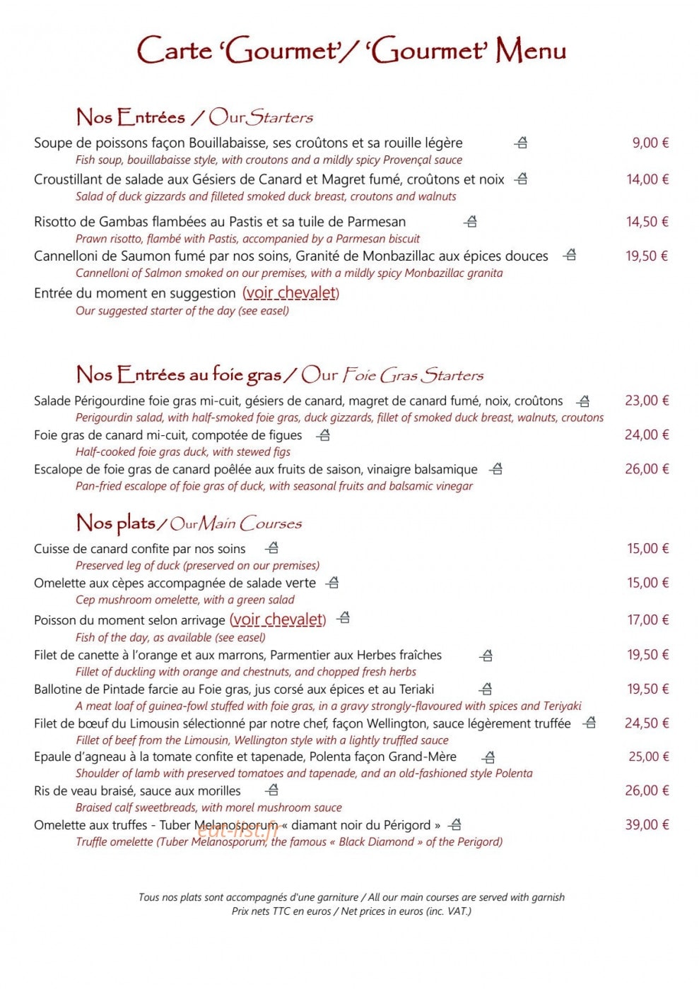 La Petite Tonnelle — carte page 2
