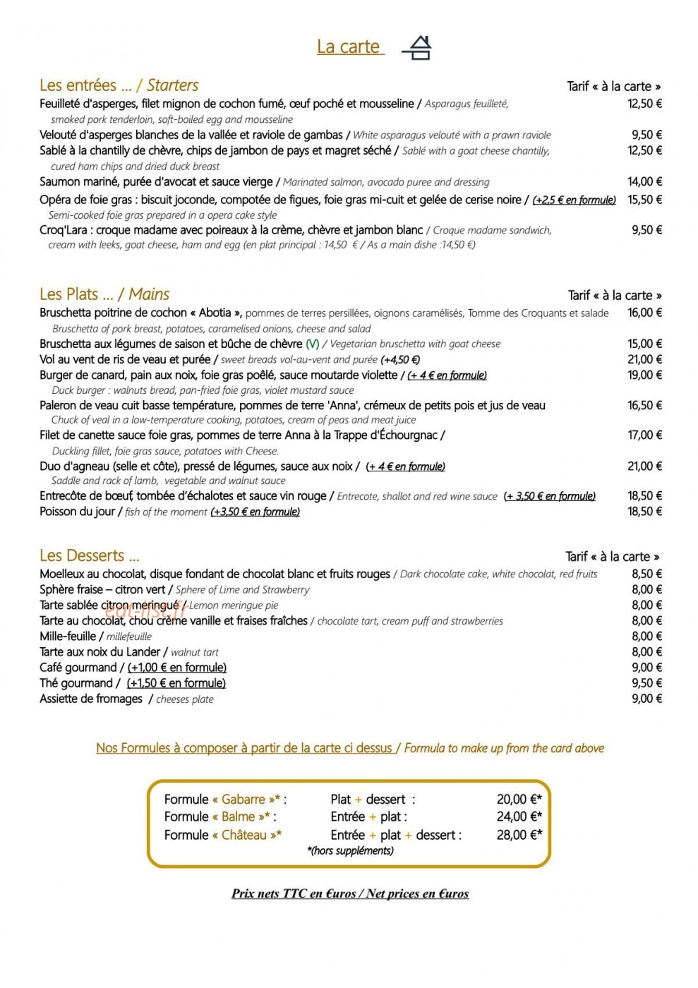 Restaurant du Château — carte page 3