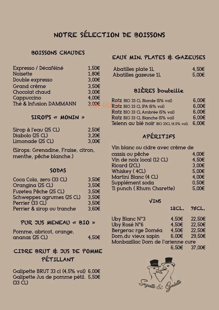Crêperie Suzette & Galette — carte page 2