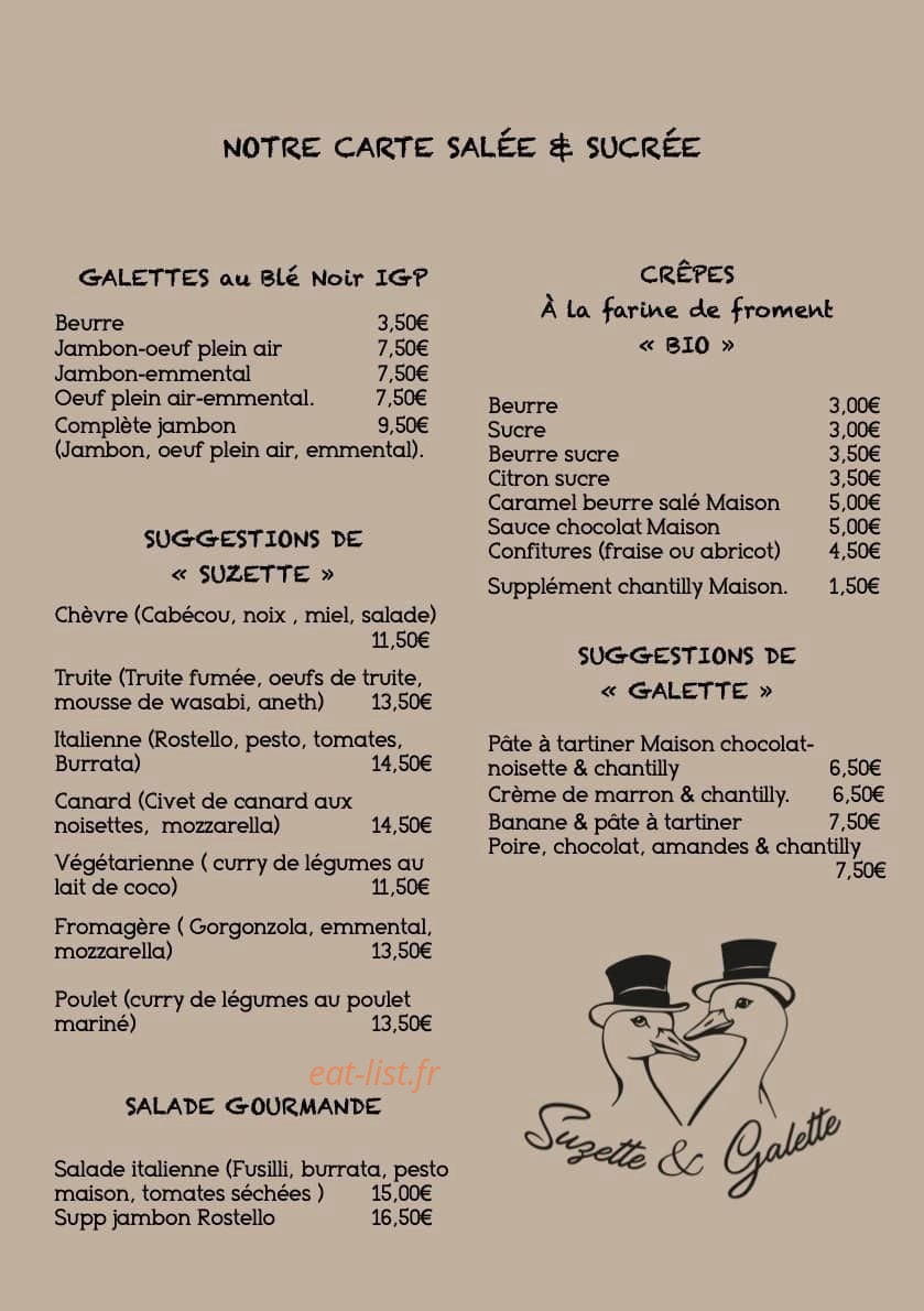 Crêperie Suzette & Galette — carte page 1