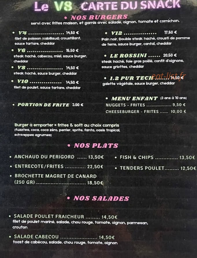 Le V8 — carte page 1