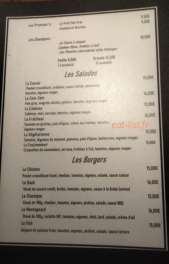 Le Welcome — carte page 1