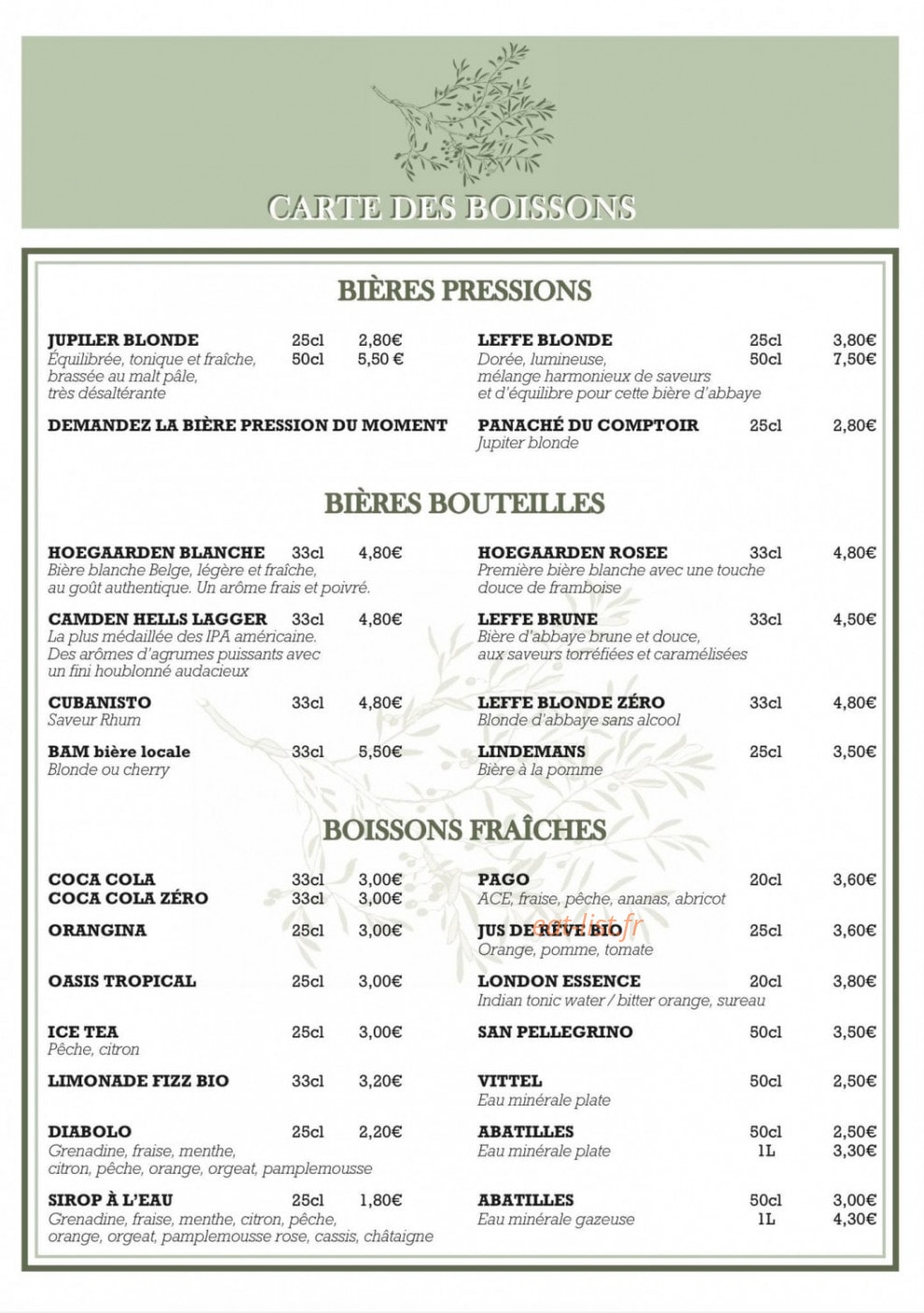 Au comptoir d’Olivier — carte page 4
