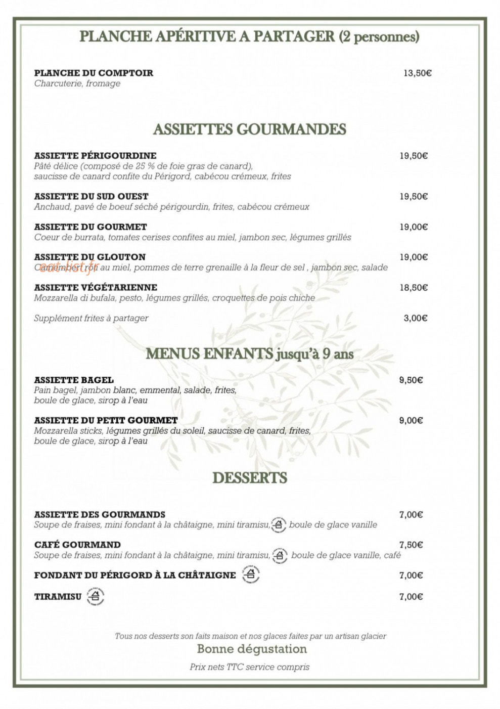 Au comptoir d’Olivier — carte page 1