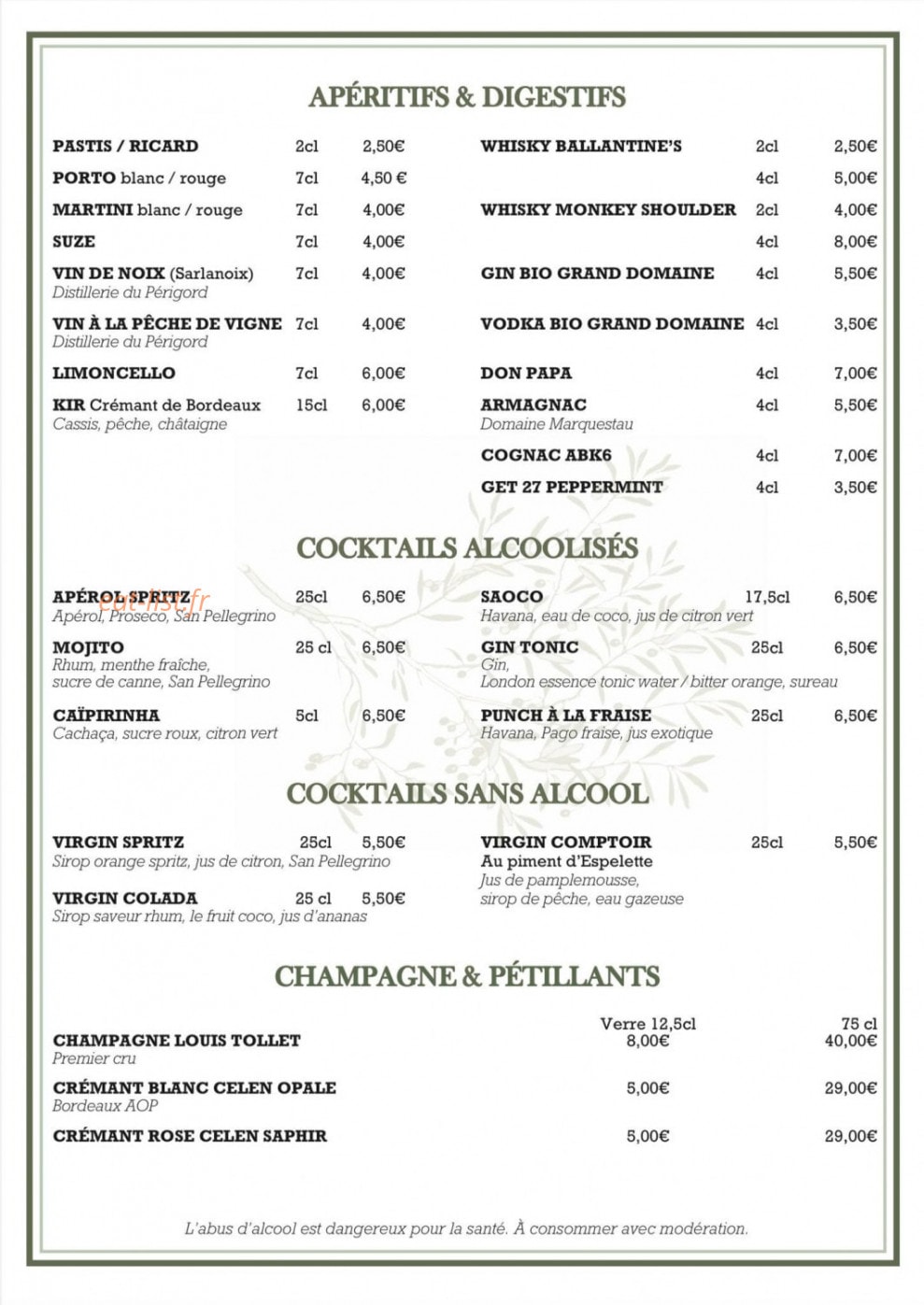 Au comptoir d’Olivier — carte page 3