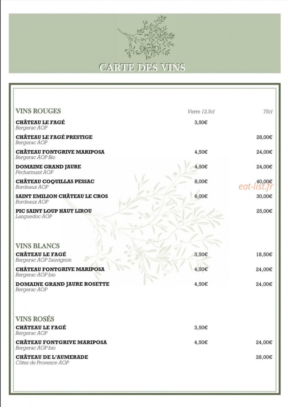 Au comptoir d’Olivier — carte page 2
