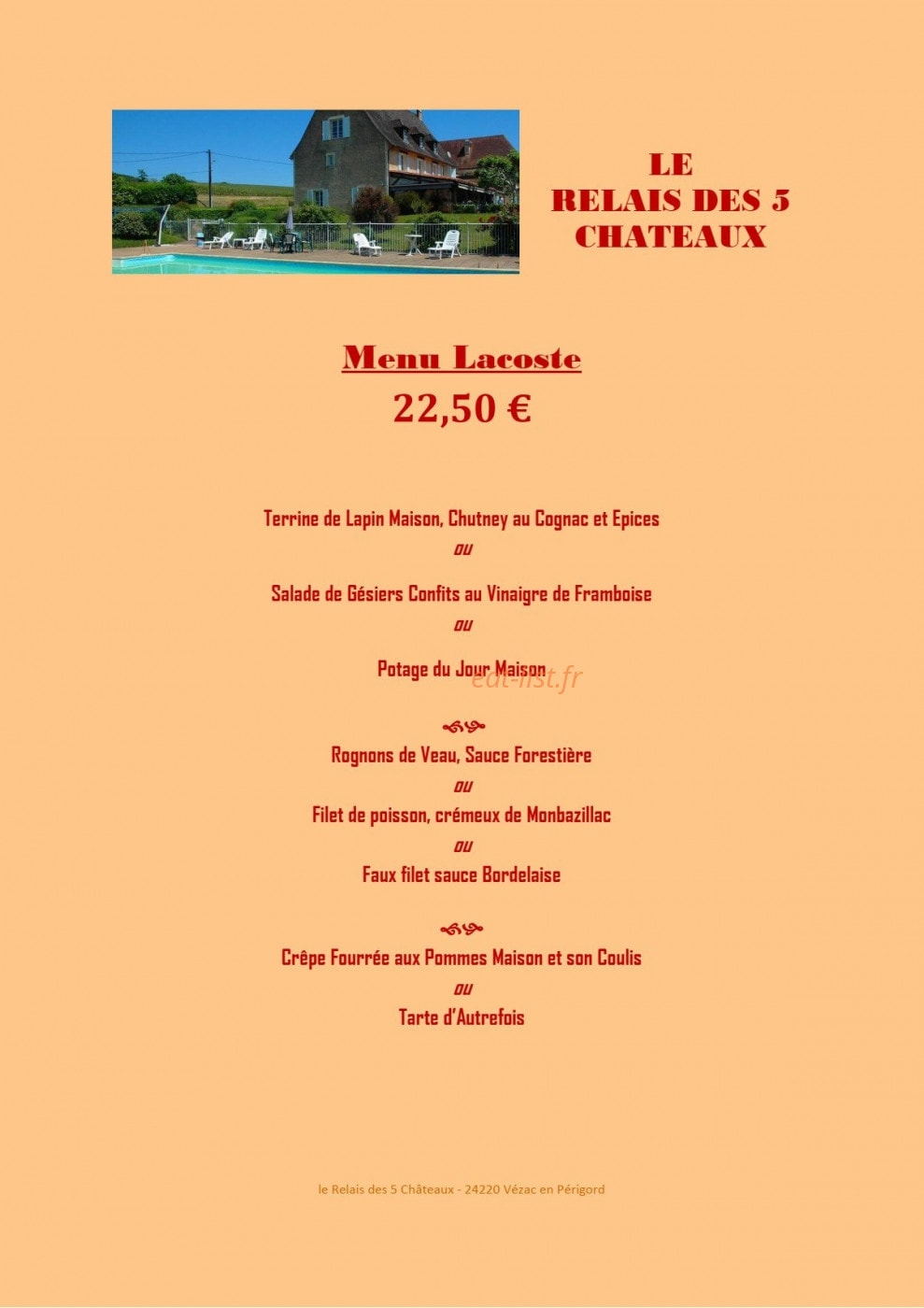 Le relais des 5 châteaux — carte page 1