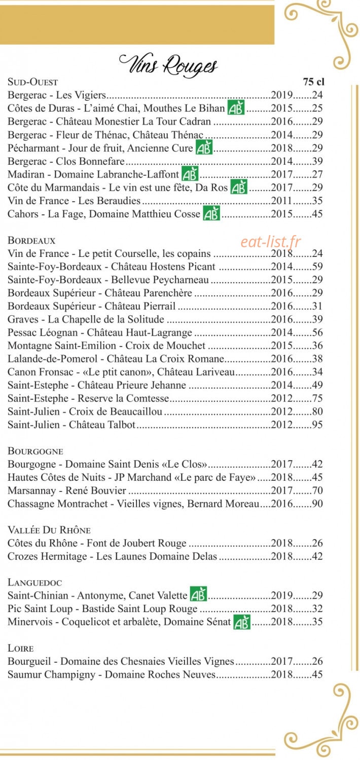 Bistrot des Vigiers — carte page 7