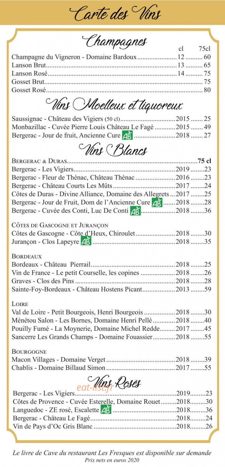 Bistrot des Vigiers — carte page 6