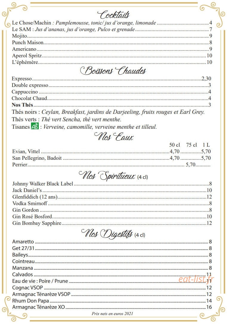 Bistrot des Vigiers — carte page 4