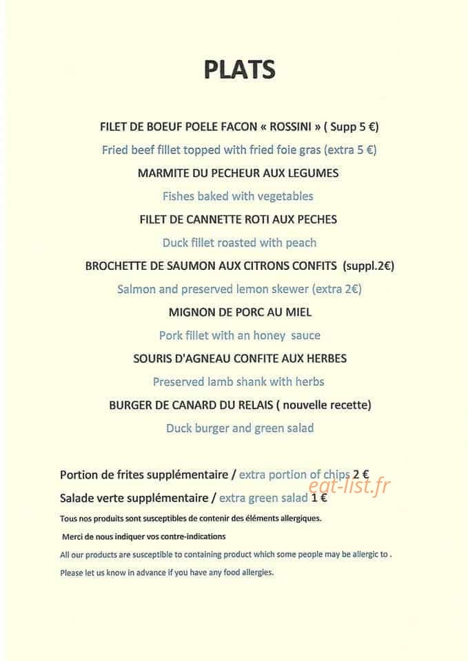 Le Relais de Monestier — carte page 2