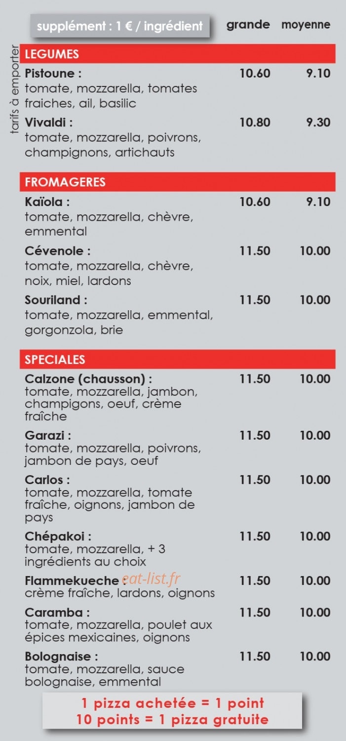 Carte et menu de Chépaou à Sigoulès-et-Flaugeac  — Pizzas suite