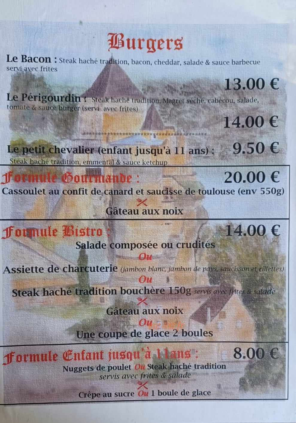 Bar du Chateau — carte page 3