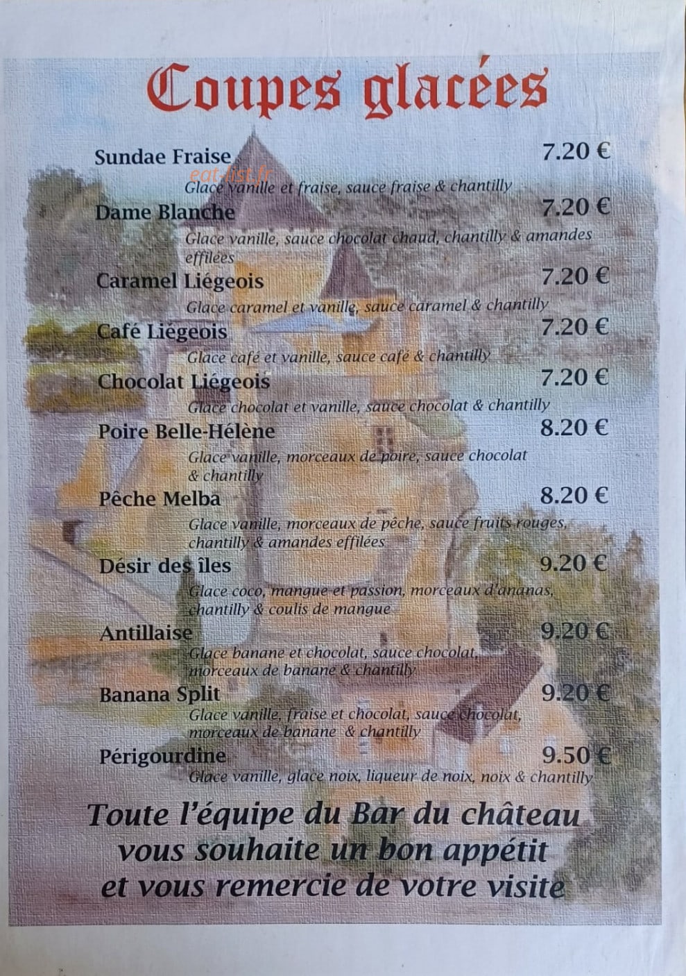 Bar du Chateau — carte page 7