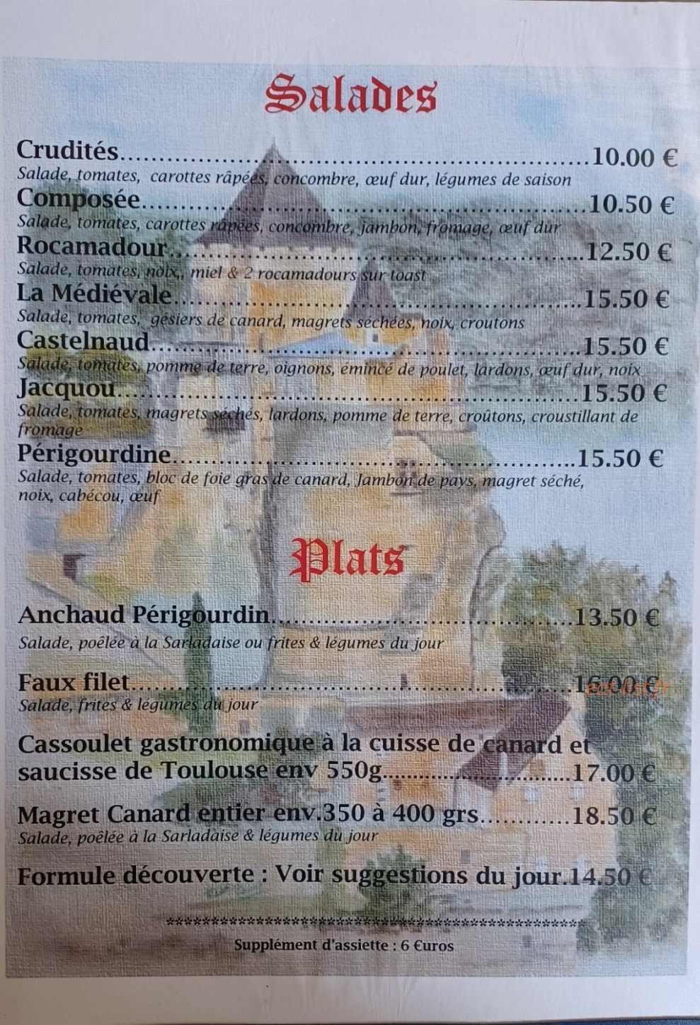 Bar du Chateau — carte page 2