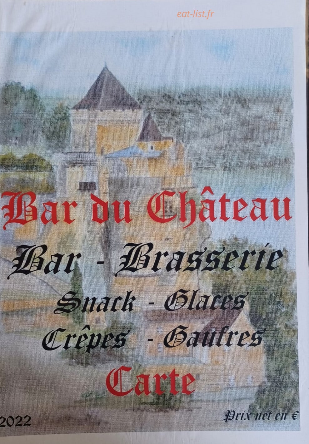 Bar du Chateau — carte page 1