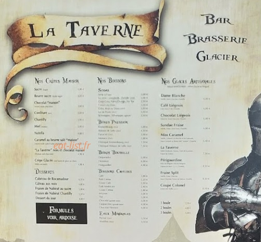 La Taverne — carte page 1