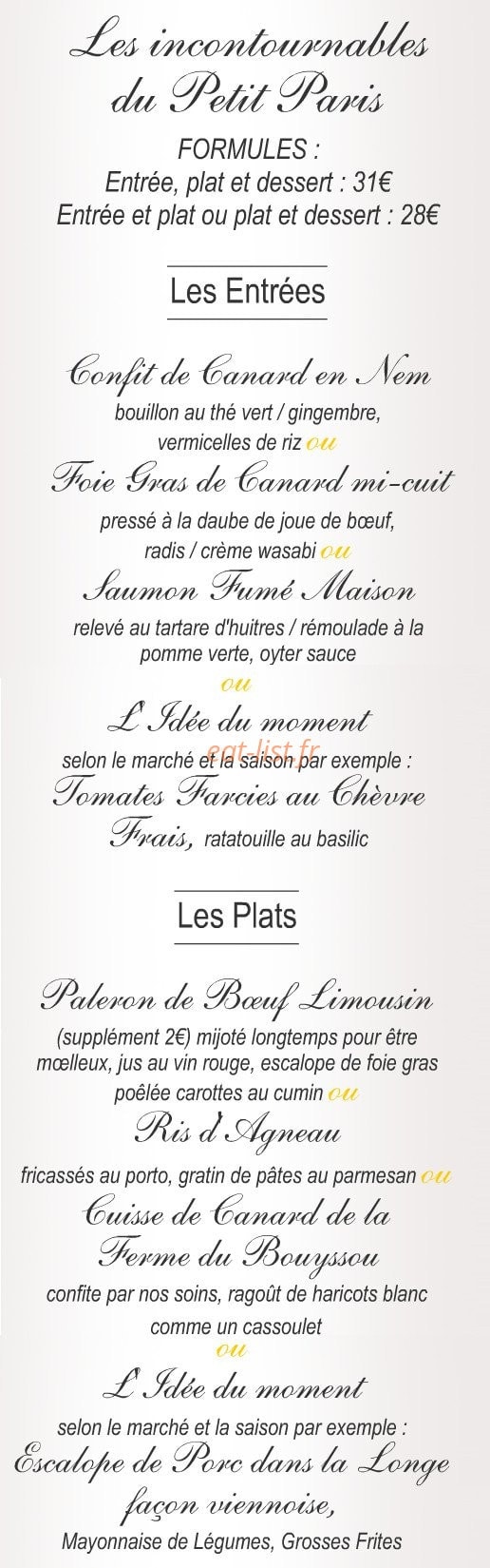 Le Petit Paris — carte page 1
