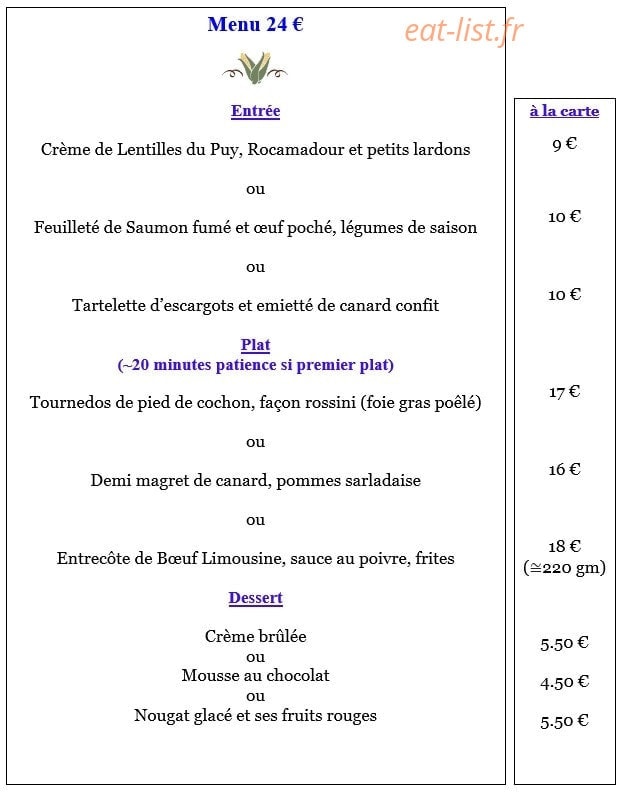 Hôtel du Pont et Restaurant — carte page 3