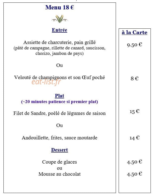 Hôtel du Pont et Restaurant — carte page 2