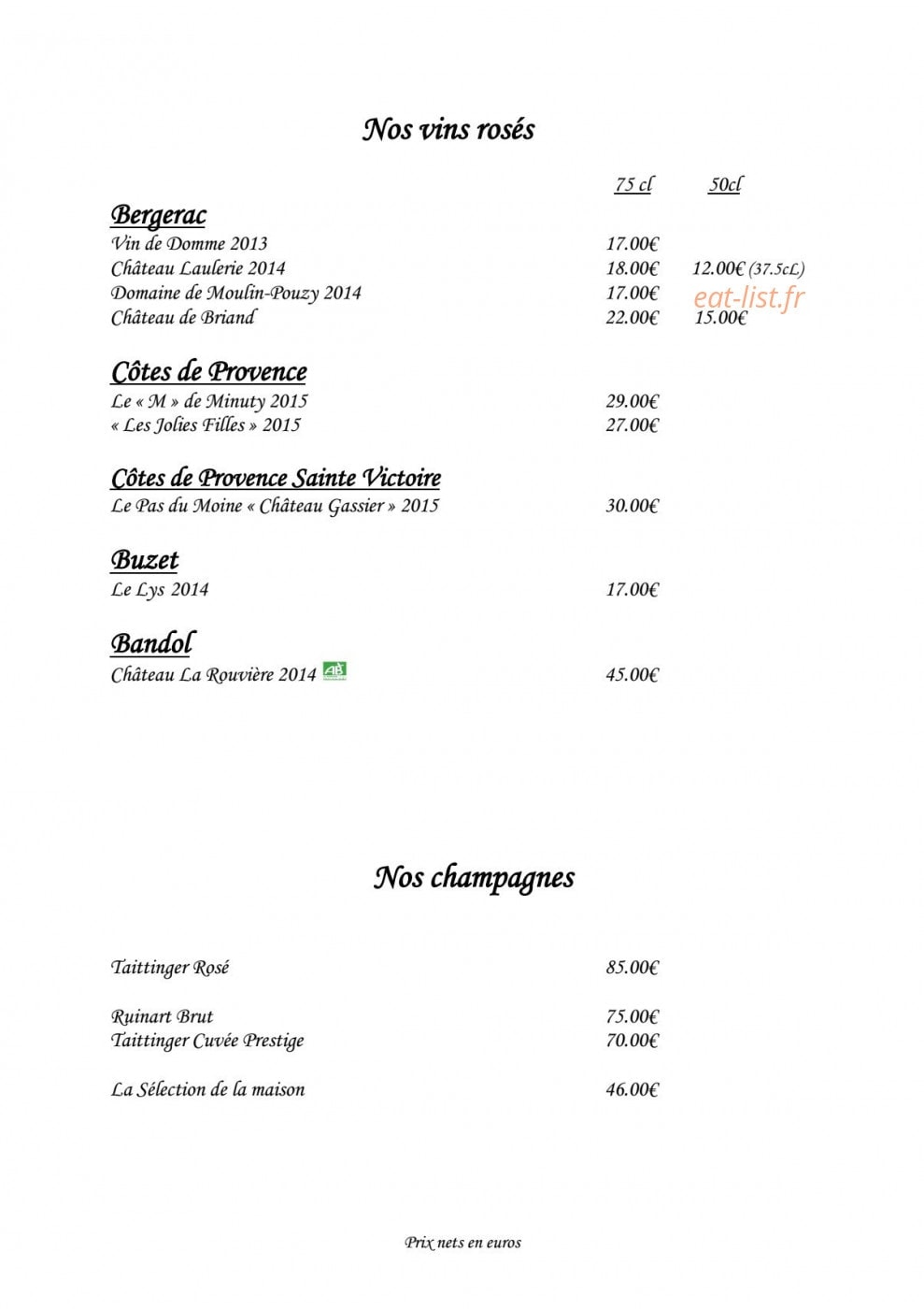 Ò Plaisir Des Sens — carte page 13