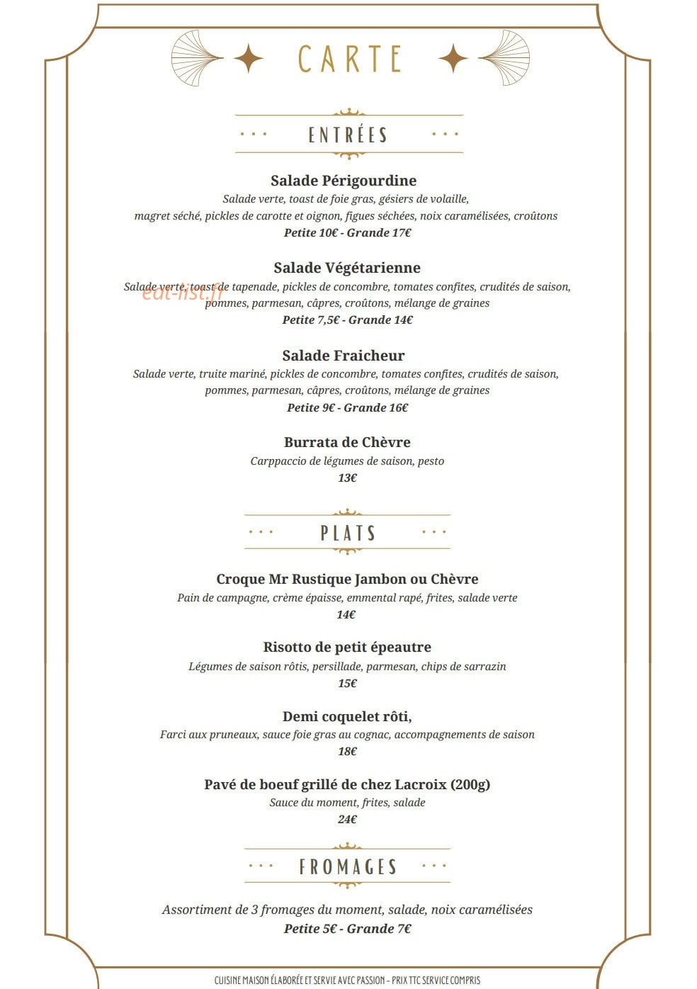 Restaurant Dôma — carte page 2