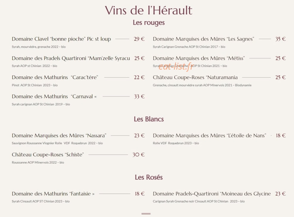 Restaurant Dôma — carte page 7