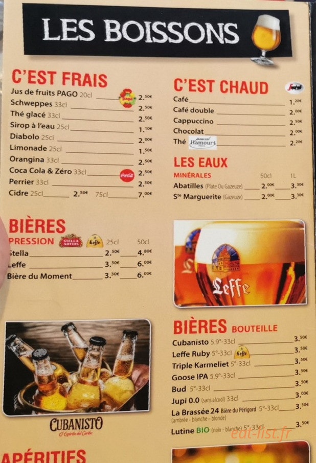 Bistrot du marché Le Bugue — carte page 1
