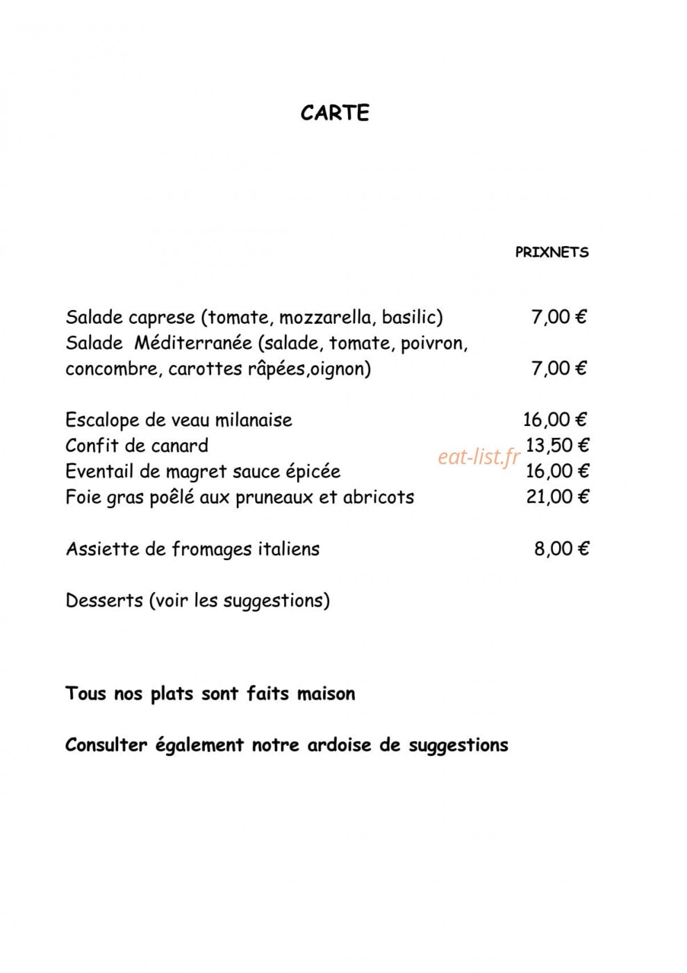 Da Francesco — carte page 1